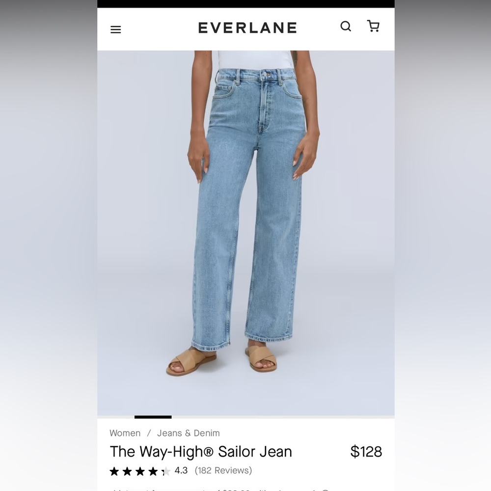 Everlane NWOT the Way High Sailor Wide Leg Flare Jean size 30R